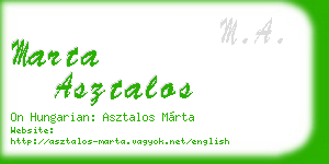 marta asztalos business card