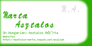 marta asztalos business card